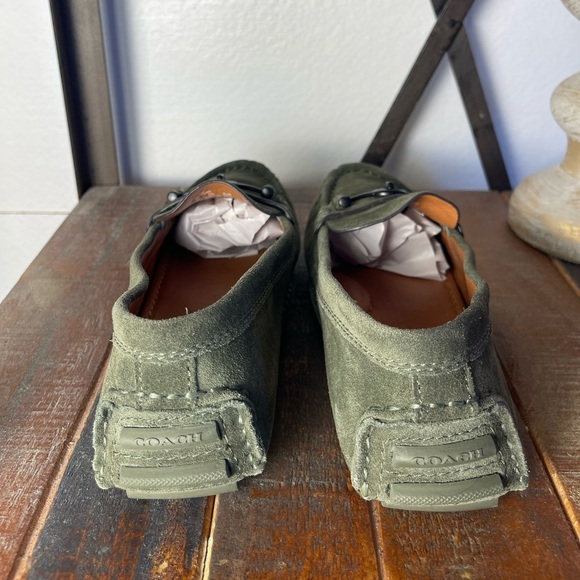 Coach Crosby Olive Green Suede Driving Shoes Loafers Size 7B - Picture 4 of 5
